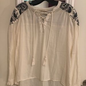 Zara Basic Lace Up Blouse XS